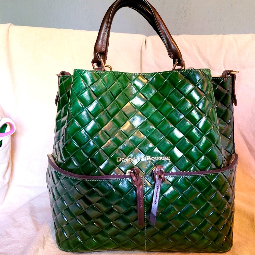 Dooney & Bourke Green Woven Leather Tote Bag
